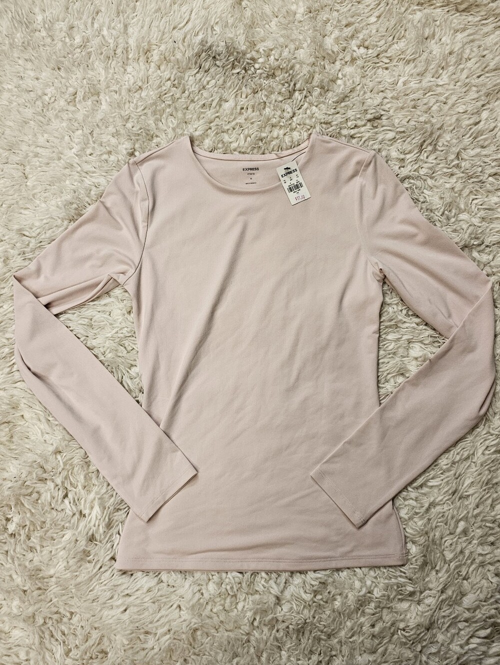 Express Pink Fitted Long Sleeve Tee XS
